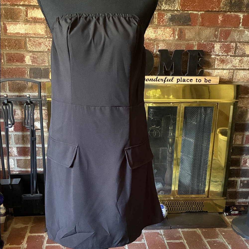 Elegant Black Strapless Dress #B